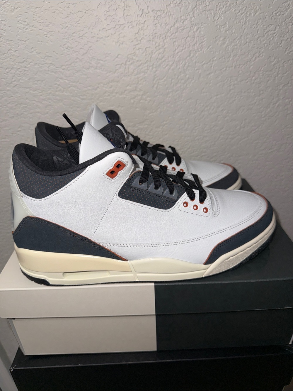 Nike Air Jordan 3 Retro Quai 54 White Black Blue Men’s Sneakers - Picture 2 of 7